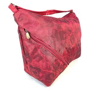 Samantha Brown Red Travel Weekender Tote Bag Places Print Carry On 23x14x7
